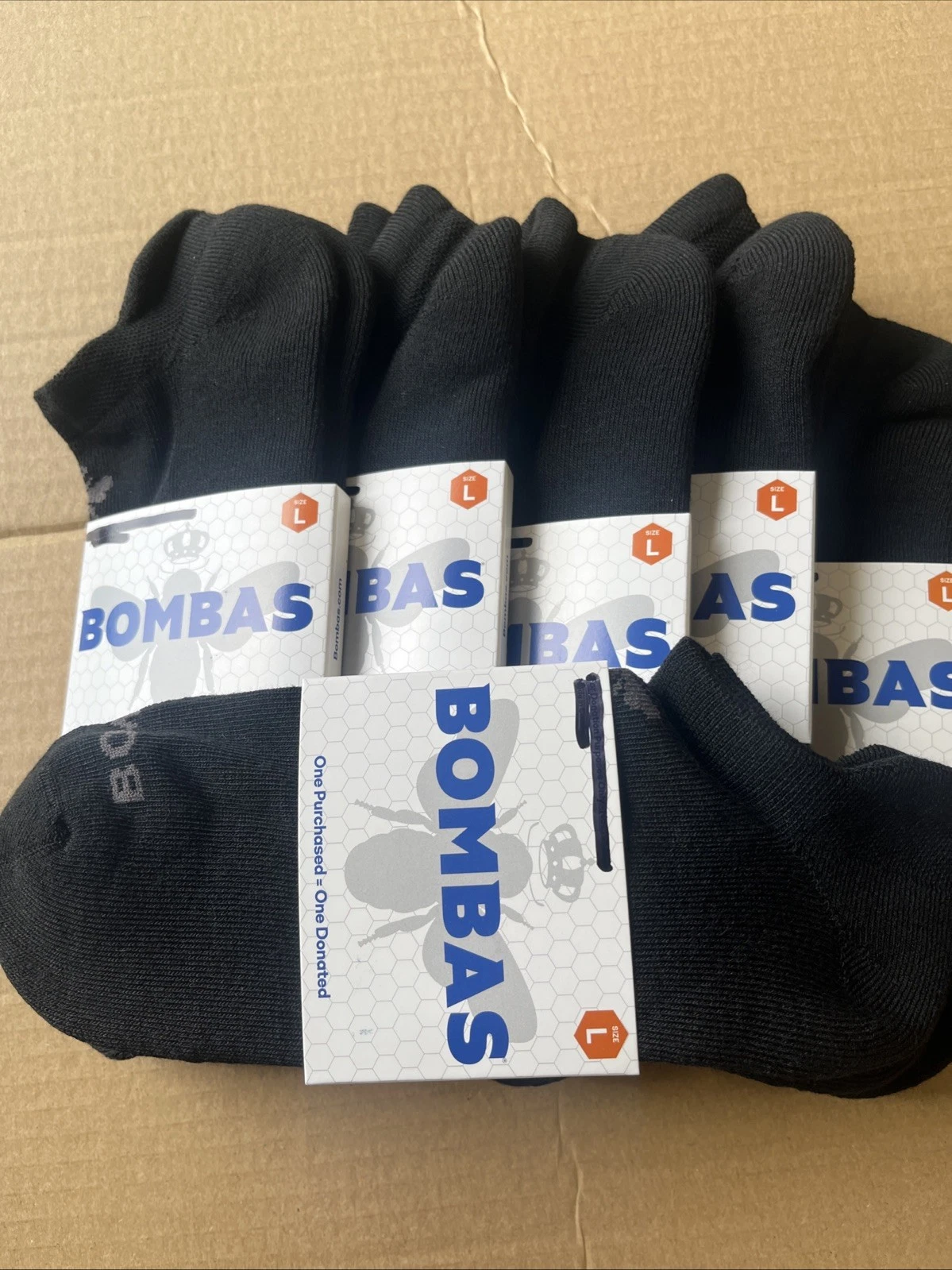 Bombas 6 Pair Antimicrobial Black Ankle Socks Unisex L Large New