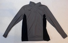 Under Armour Loose Youth Boys Large Long Sleeve Shirt Gray  Black 1/4 Zip