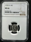 1939-D 10C  Mercury Dime NGC MS66  6967856-020