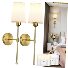Battery Operated Wall Sconces Set of 2, Rechargeable Wall 13000MAH Gold+white