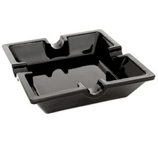 Zigarrenaschenbecher Glas Schwarz, 4 Ablagen, 16x16x4