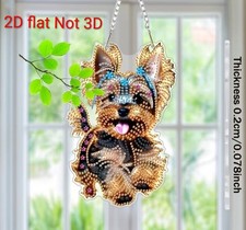 PLAYFUL YORKIE TERRIER Completed Handmade Diamond Painted  Swinging Decoration