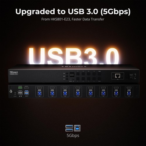 USB 3.0 HDMI KVM Switch 8 Port 4K@60Hz, 8X1 Rackmount KVM Enterprise-Grade ED... - 第 3/9 張圖片
