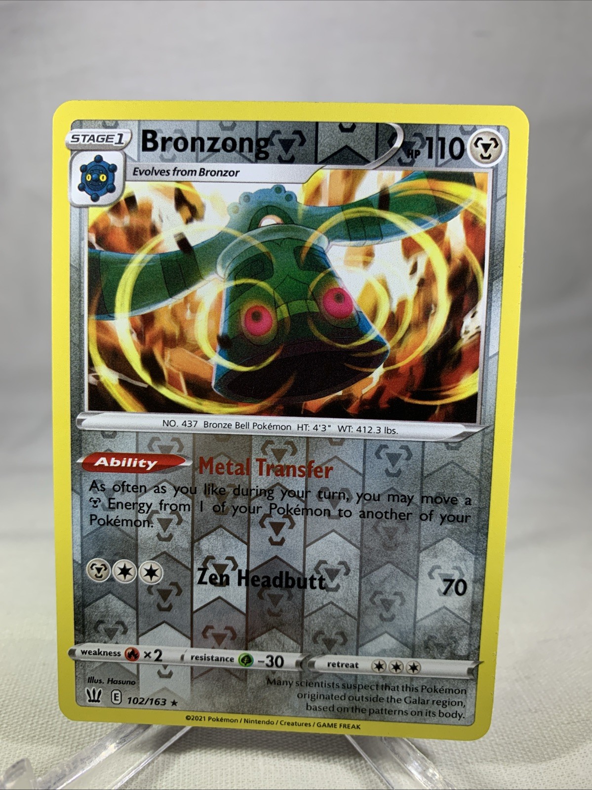 Pokemon - Bronzong - 102/163 - Reverse Holo Rare - Battle Styles - NM/M - NEW