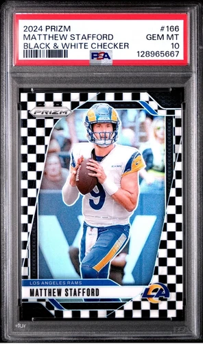 2024 PANINI PRIZM BLACK &amp; WHITE CHECKER #166 MATTHEW STAFFORD     PSA 10