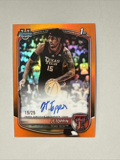 2025-26 Bowman Chrome JT Toppin Orange Refractor Auto /25