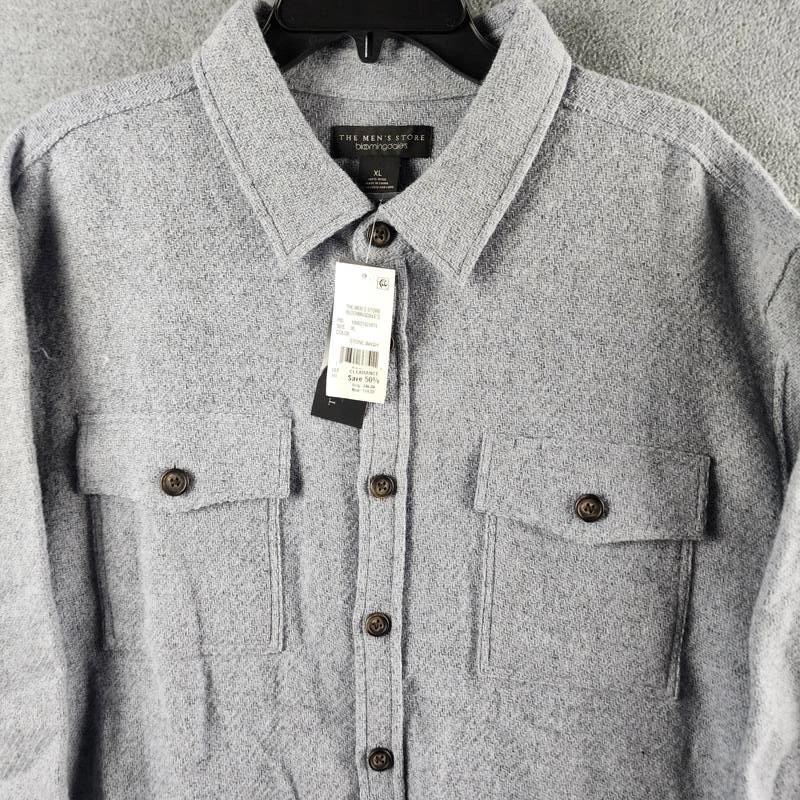 The Men's Store at Bloomingdale's Wool Button Front Overshirt XL Stone Wash L/S - product detail image 3