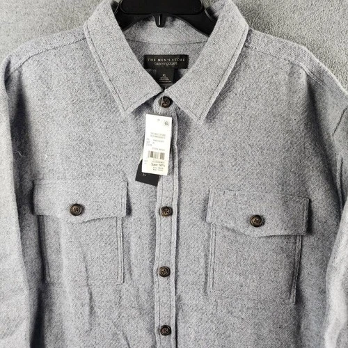 The Men's Store at Bloomingdale's Wool Button Front Overshirt XL Stone Wash L/S image 3