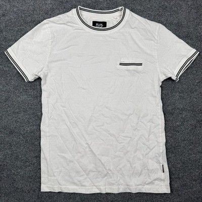 William Rast Men's Small White Ringer T-Shirt Pocket Short Sleeve