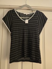 NEW with tags Loft Black and White Stripe V-neck Tee Top size XS