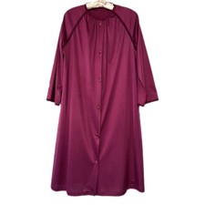 Vtg 60s Vanity Fair Silky Nylon Long Sleeve Maroon Housecoat Robe Loungewear M