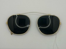 Vintage Bronze Metal Oval Clips-On Sunglasses Frames Engraved R