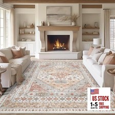 8x10 Area Rugs for Living Room,Non-Slip Backing 8' x 10' (Rectangular) Orange