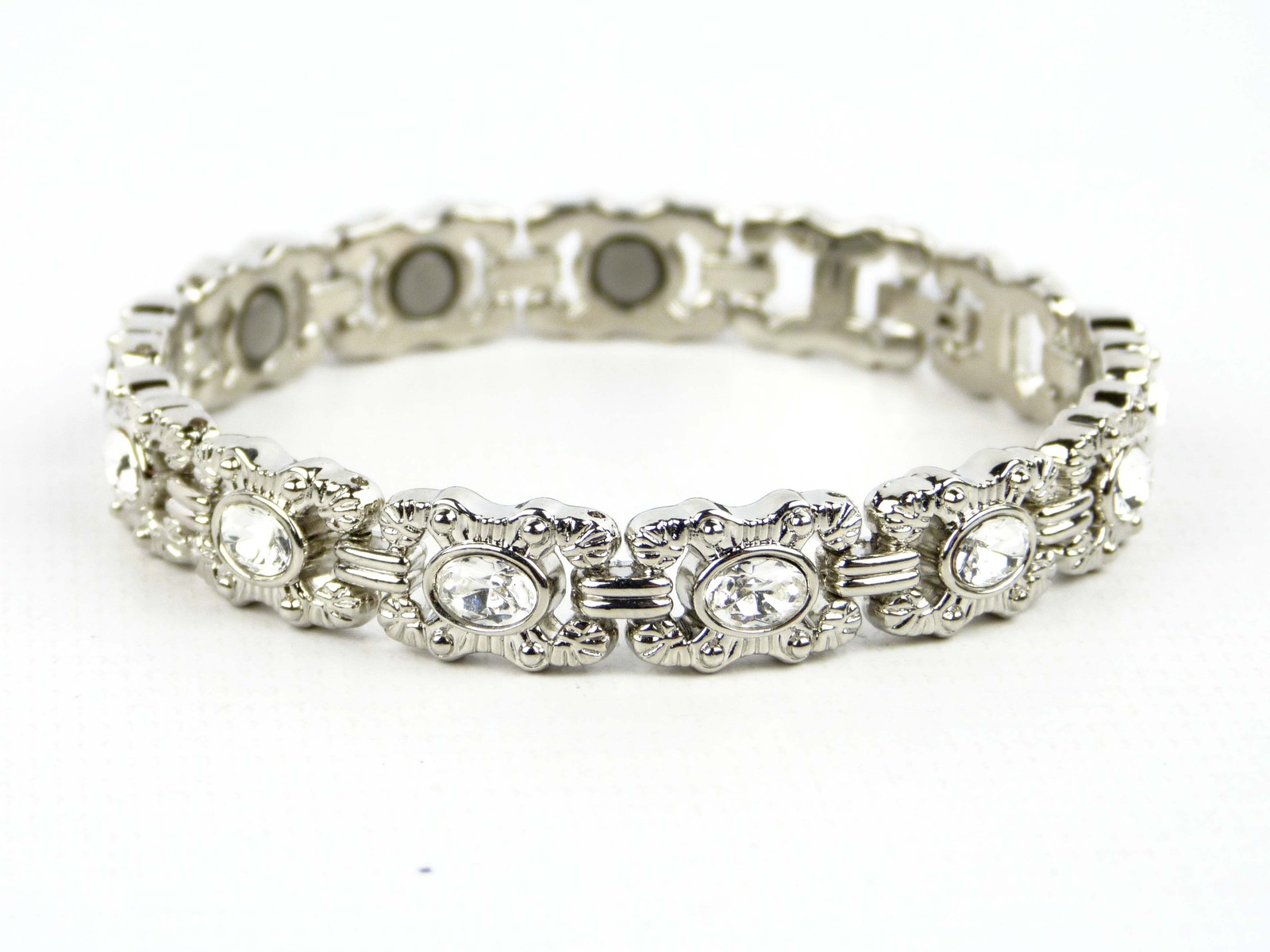 Sisto-X Ladies Magnetic Bracelet Faux Crystals Magnets Clear