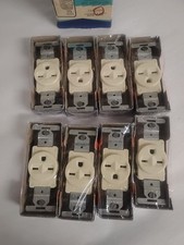  8 EAGLE 816 TANDEM 15A 250V GROUND SINGLE RECEPTACLES. NEW. IVORY