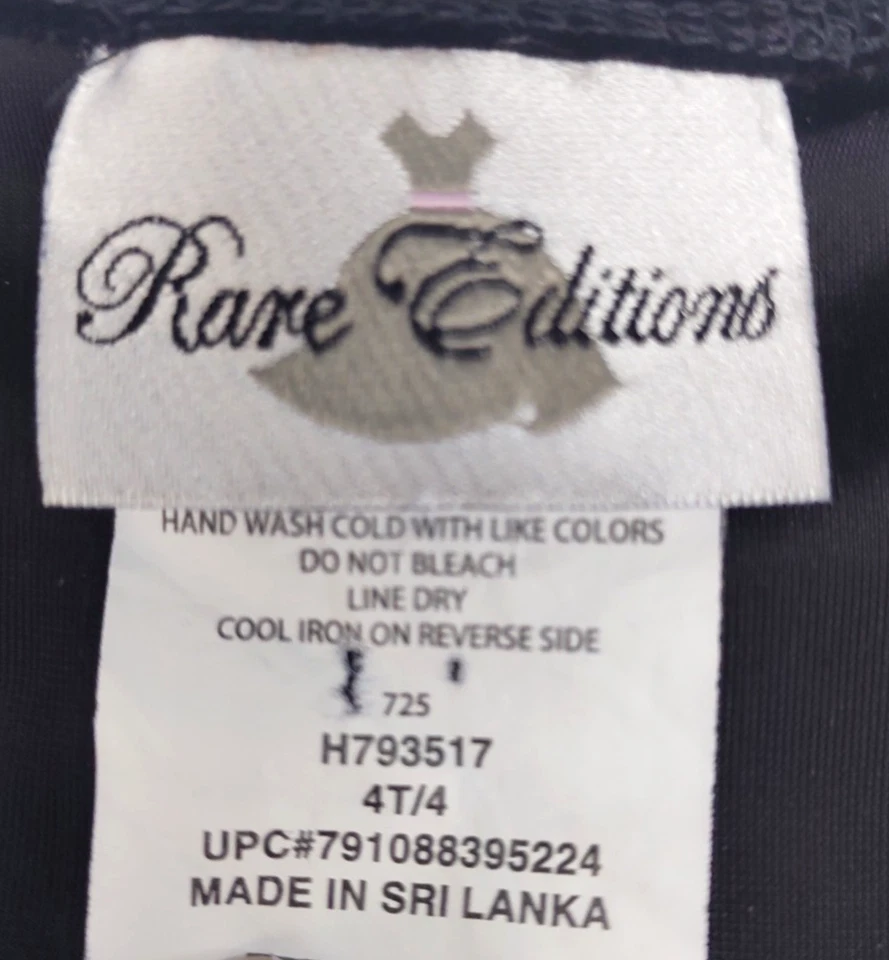 Rare Editions Girl’s Size 4T Black Red Flocked Long Sleeve Velvet Party Dress - Image 2 of 4