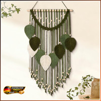 Makramee Wandbehang Boho Wandteppich Handgemacht Mit Holzperlen Und BläTtern
