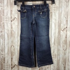 Gymboree Girls Bootcut Blue Denim Jeans Bow Pocket Adjustable Waist Size 4 Pants