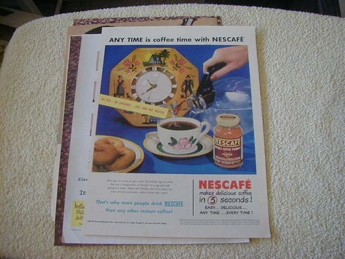 Vintage lot of 7 Nescafe coffee  print ads 1950-1966 large magazine ad