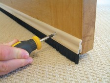 Wood Draught Excluder Bottom Door Brush Strip Sweep Seal Stormguard 914mm