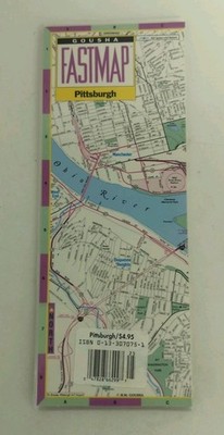 H.M. Gousha Laminated Fast Map PITTSBURGH PA 4 Panel Year Unknown MINT! 