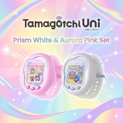Tamagotchi Uni Aurora Pink／Prism white Pre Order Set of Tamagotchi Uni Prism White and Aurora Pink