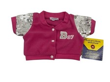 Build-A-Bear Pink B-97 Jacket Silver Sequin Sleeves Teddy