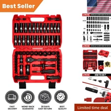 95-Piece 3/8” Drive Impact Socket Set - SAE & Metric, CR-V Steel, 6-Point Design