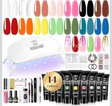ROSALIND Poly Nail Gel Kit -20 Colors + 76 Nail Art Accessories k