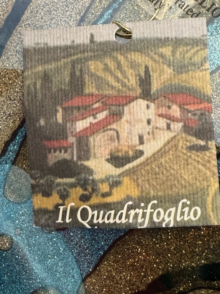 "Il Quadrifoglio Arte Italiano Vidrio Cuadrado Años 70 Tie-Dye Brillo Cuenco con Pegatina 12""" Foto 4 de 4