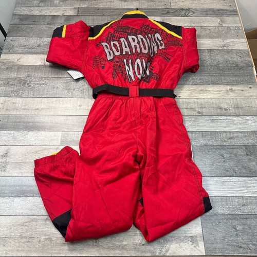Vintage Ski Suit One Piece 90s Retro Colour Block Red Black Yellow Kids 164cm - Picture 7 of 7