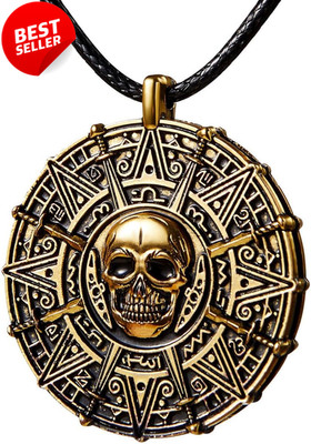 Halloween Pirate Coin Necklace Skull Pendant for Costume Party Cosplay - US