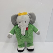Vintage Babar Elephant 15 Inch Plush Yottoy Nelvana Green Suit Red Tie Toy