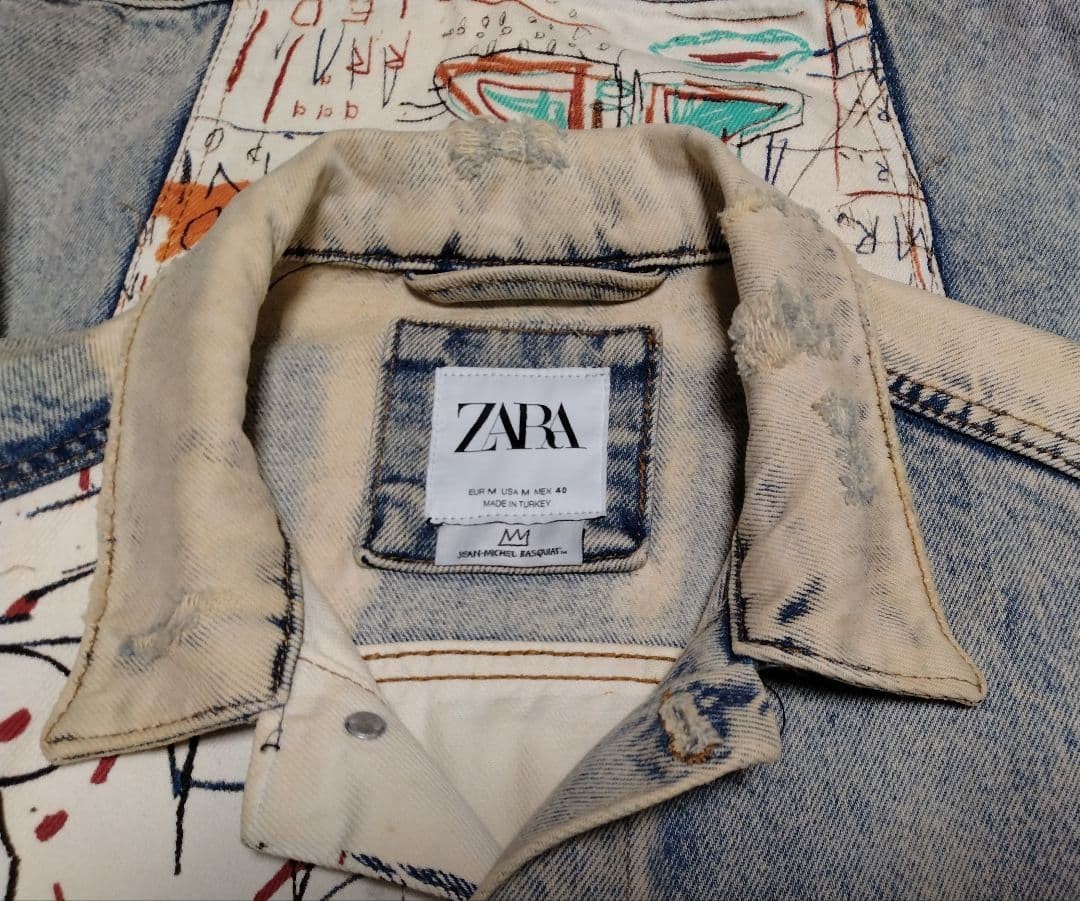 Zara Men's Jean-Michel Basquiat Collaboration Denim Jacket Size M