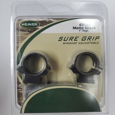 Weaver Sure Grip Rings 49144, High with Adjusters, 1-Inch Matte Black (U)