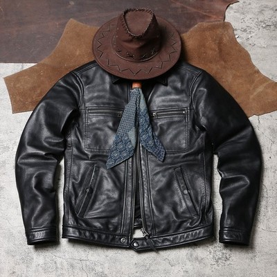 ジャケット・アウター 00s archive far collar biker jacket Retro Jacket Workwear Genuine Leather Motorcycle Lapel Collar