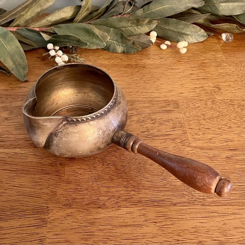 Antique Sheffield Silver Co Gravy Pot Ladle Server Pour Spout Wooden Handle - Picture 4 of 7