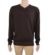 ORME in PORTOFINO Brown Pure Cashmere V Neck Long Sleeve Sweater XL