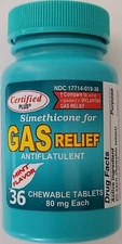 GAS RELIEF Bloating Pressure Chewable Mint Flavor Tablets 36/Pk