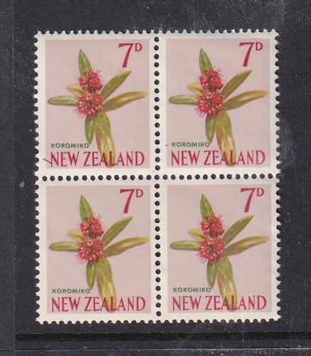 NEW ZEALAND.... 1960 7d flower block of 4 muh