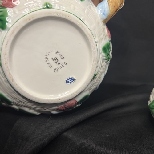 Juego de 4 piezas de tetera, crema y azúcar de arco azul y tejido de cesta de The Haldon Group 1985 - Imagen 10 de 24