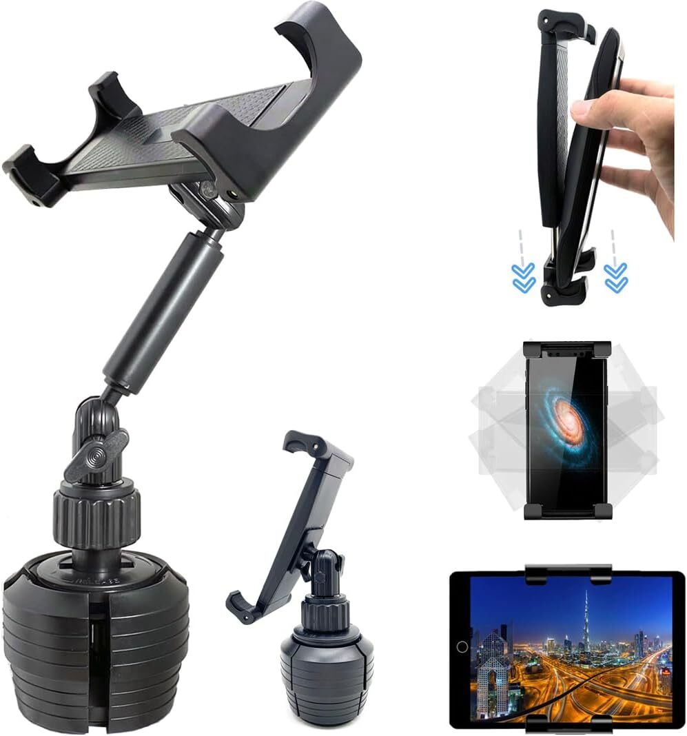 Heavy Duty ELD Tablet & Smartphone Cup Holder Mount for Trucks Cars Vans Limo Fleets-image