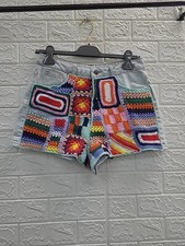 New Farm Rio Mixed Crochet Denim Shorts Size 27