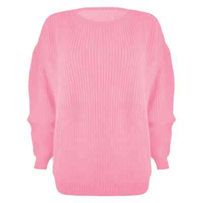 LADIES WOMENS CHUNKY BASIC KNITTED CASUAL COSY BAGGY WINTER JUMPER TOP SIZE S-XL