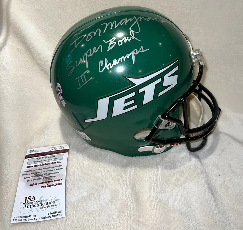 DON MAYNARD AUTOGRAPHED FULL SIZE CUSTOM REP HELMET NEW YORK JETS SB 3 JSA COA - Image 2 of 4