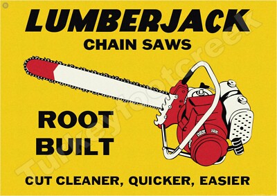 Lumberjack Chain Saws 9'' x 12'' Metal Sign