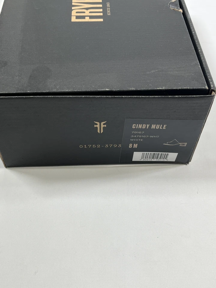 Sandalia de tacón de mula Cindy blanca sin cordones Frye para mujer 8M NUEVA Foto 4 de 4