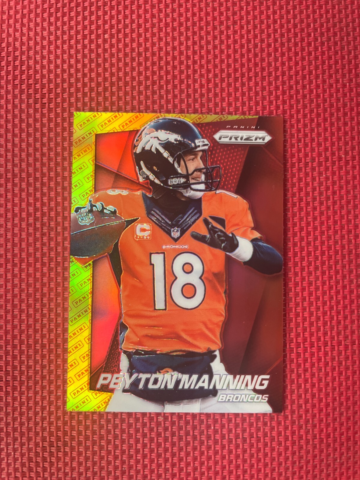 2014 Panini Prizm Logo Red Gold #58 Peyton Manning Colts NFL RARE