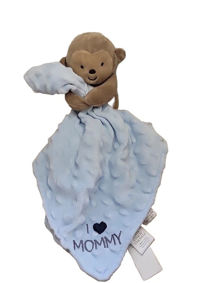 Manta de seguridad Carter's Child of Mine Monkey Blue I Love Mommy Lovey Minky Foto 2 de 4