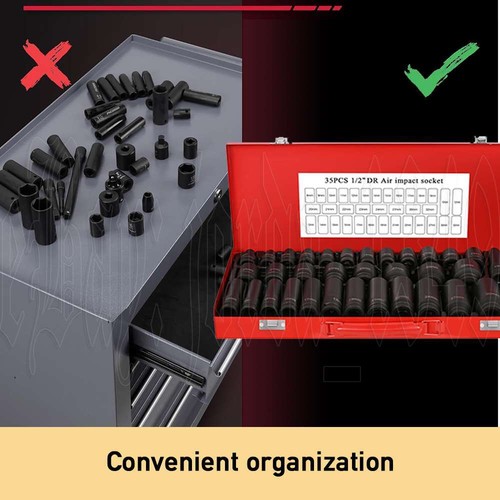 35pcs 1/2" Drive Deep Impact Socket Tool Set Metric Garage Workshop Tools 8-32MM - Picture 11 of 12